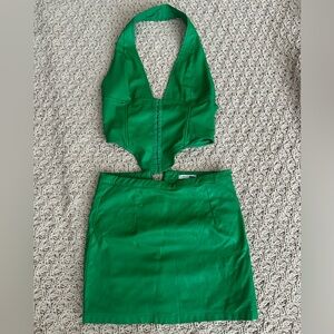 Leather Two Piece Skirt Set